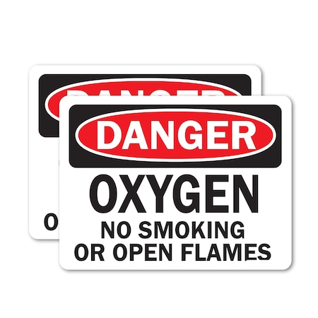 Signmission Oxygen Danger Sign, Vinyl Decal, 24in W x 18in L, 2PK OS-2PACK-DS-D-1824-L-19459